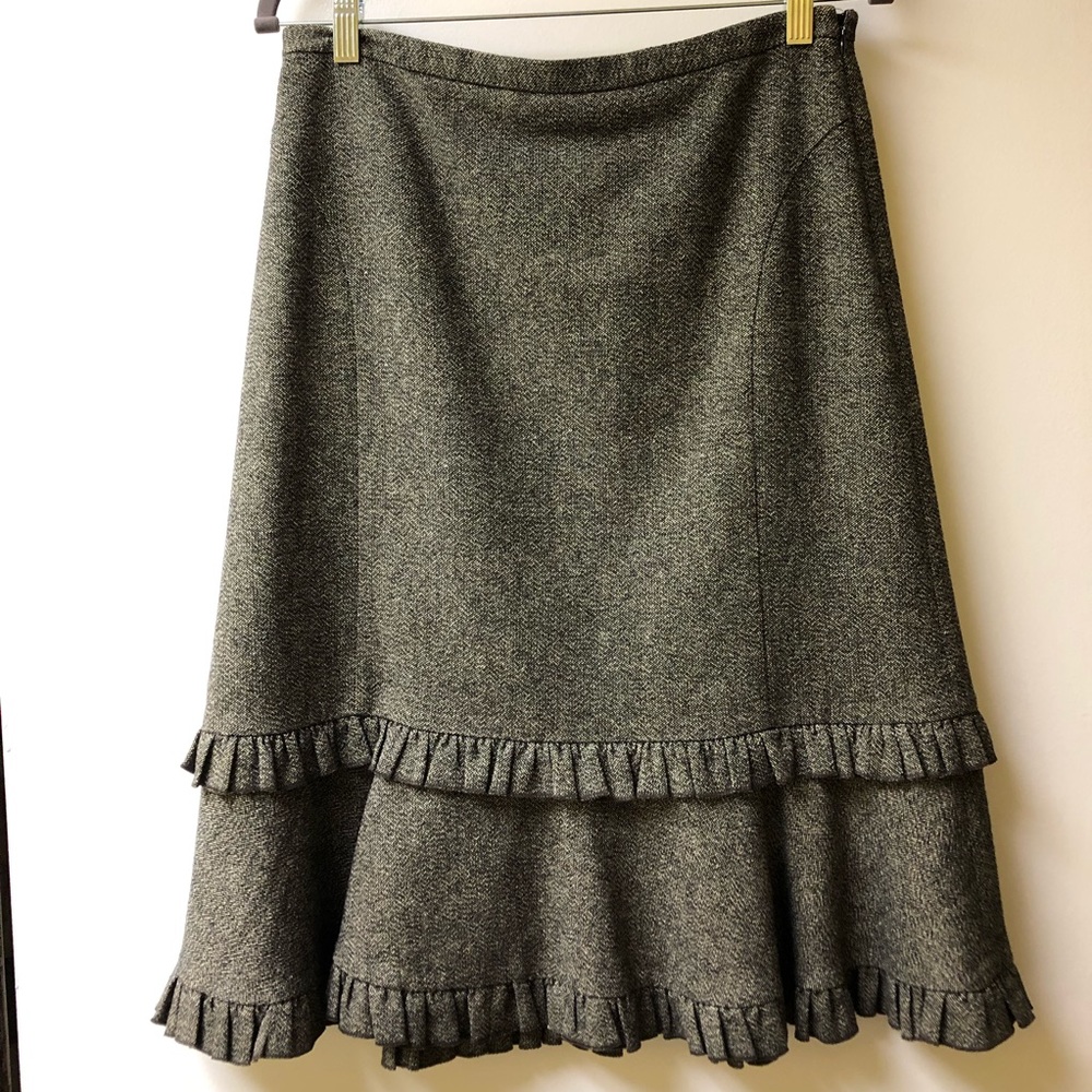 LOFT Cotton Wool Blend “Tiered” Skirt